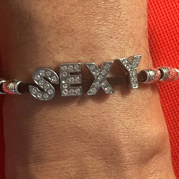 Bracelet (“SEXY”)Iced-Out Tibetan Silver Beads - Picture 2 of 3